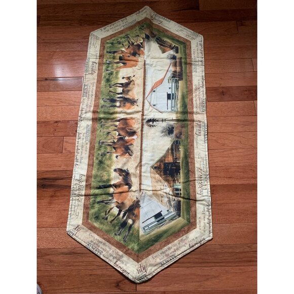 Handmade Horses Running Barn Quilted Table Runner - Picture 9 of 14